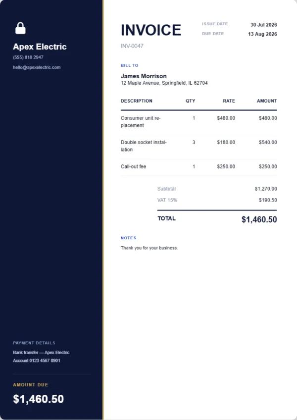 Aurora invoice template