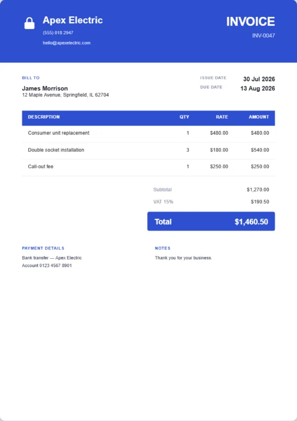 Bold invoice template