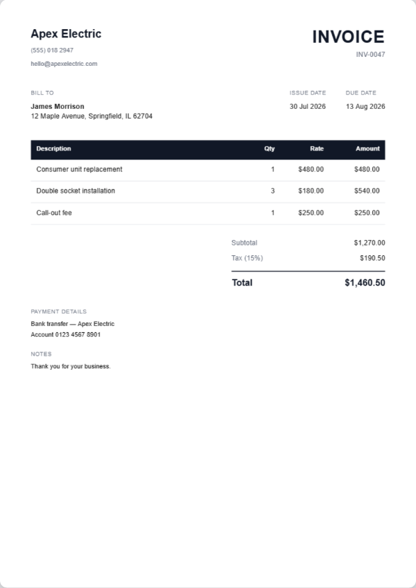 Classic invoice template