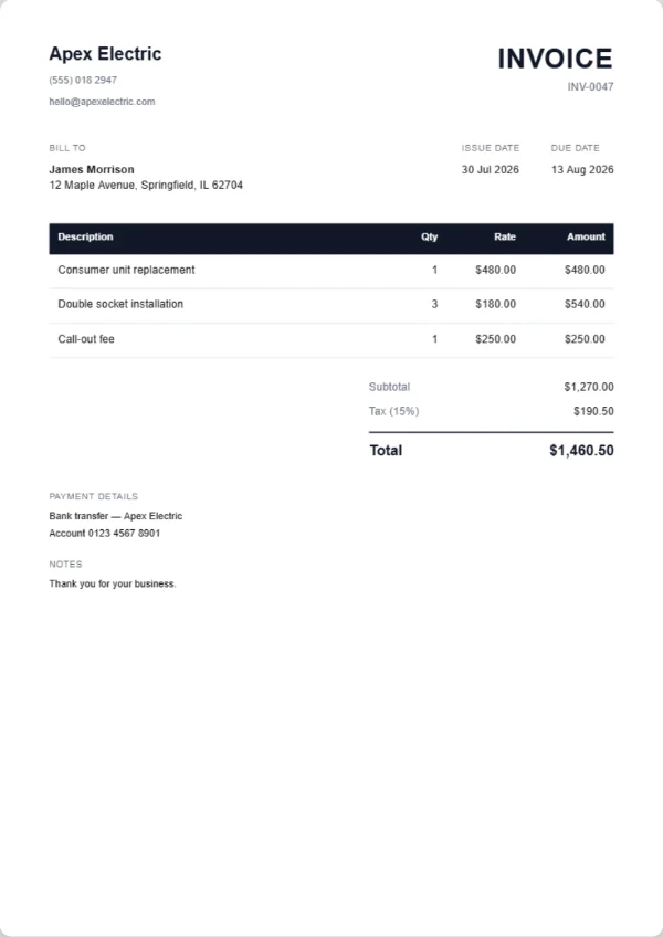 Classic invoice template