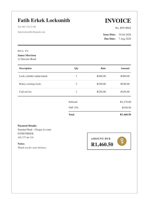Ledger invoice template