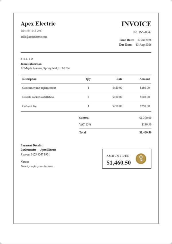 Ledger invoice template