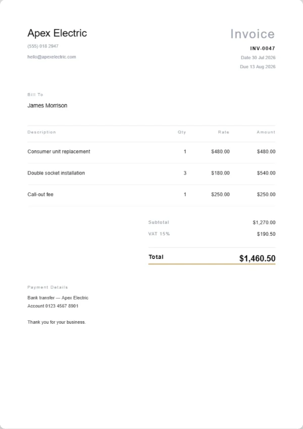 Minimal invoice template