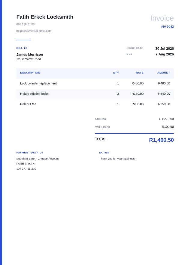 Modern invoice template